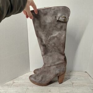 Felmini leather knee high heeled boots women's size 9